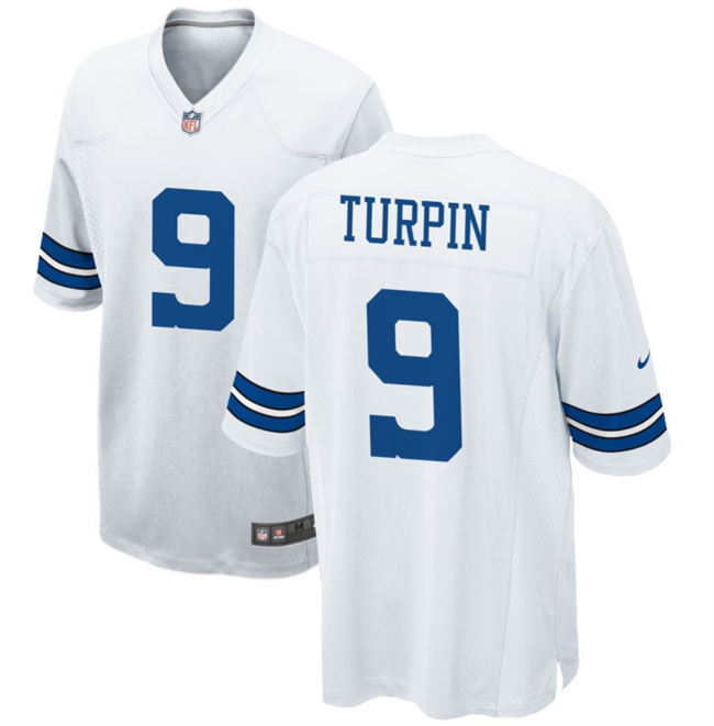 Men's Dallas Cowboys #9 KaVontae Turpin White Football Stitched Game Jersey